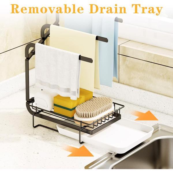 Minimalist Sink Sponge Rack with Drain Tray