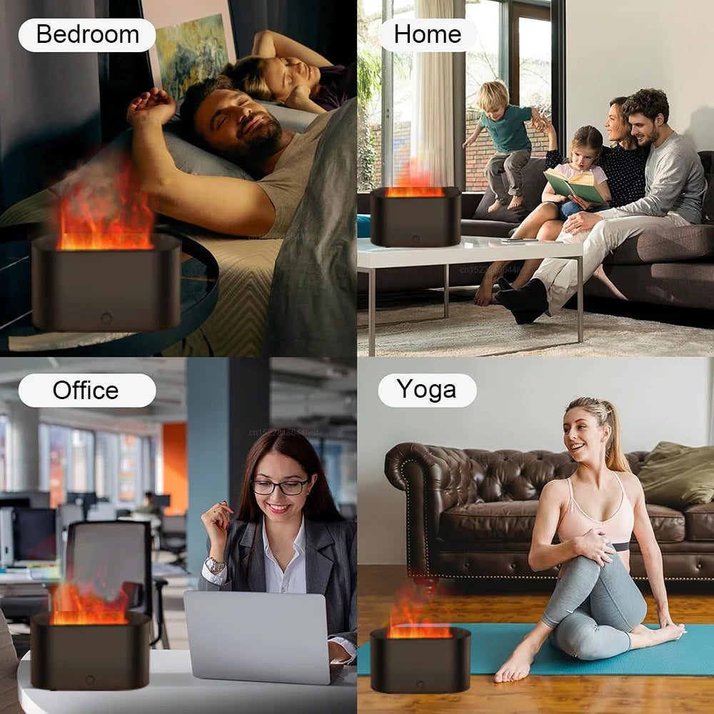 EverSanctum Flame Aroma Diffuser – USB Humidifier with LED Light for Bedroom & Home Wellness