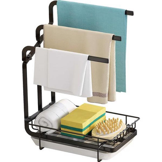 Minimalist Sink Sponge Rack with Drain Tray