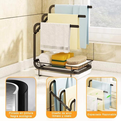 Minimalist Sink Sponge Rack with Drain Tray