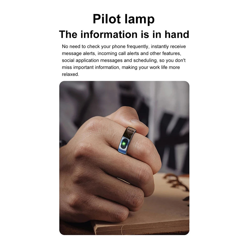 Smart Ring R08 Womens Men Electronic Smartring 5ATM Waterproof Blood Oxygen Pressure Health Monitor