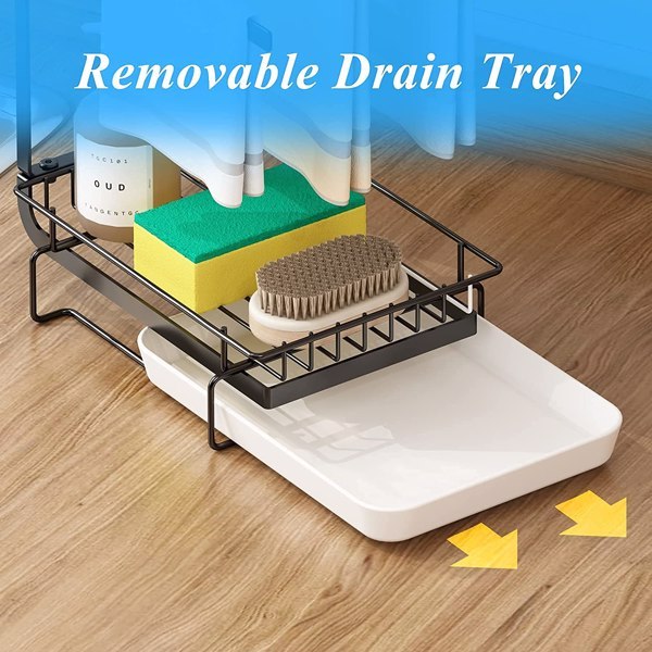 Minimalist Sink Sponge Rack with Drain Tray