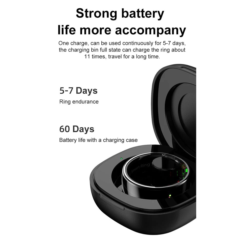 Smart Ring R08 Womens Men Electronic Smartring 5ATM Waterproof Blood Oxygen Pressure Health Monitor