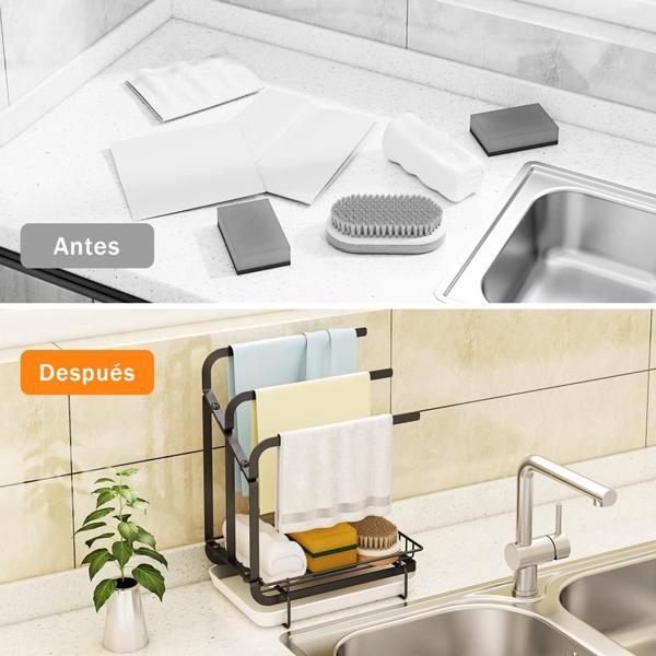 Minimalist Sink Sponge Rack with Drain Tray